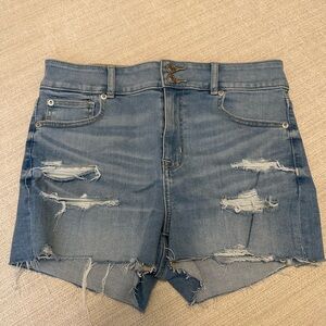 American Eagle Outfitters Light Blue Distressed Jean Shorts
